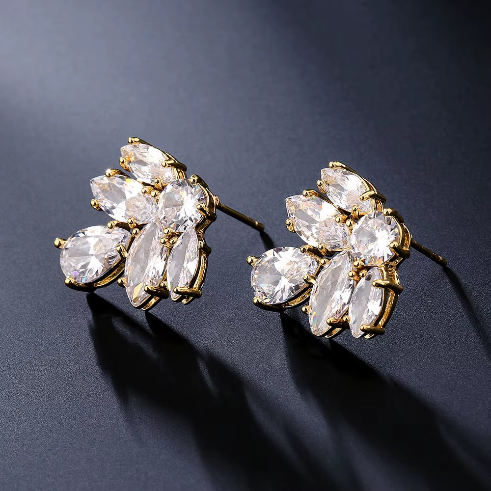 Luxury Super-Flash Horse-Eye Zircon Earrings Female Exquisite Small Personality Match Earrings