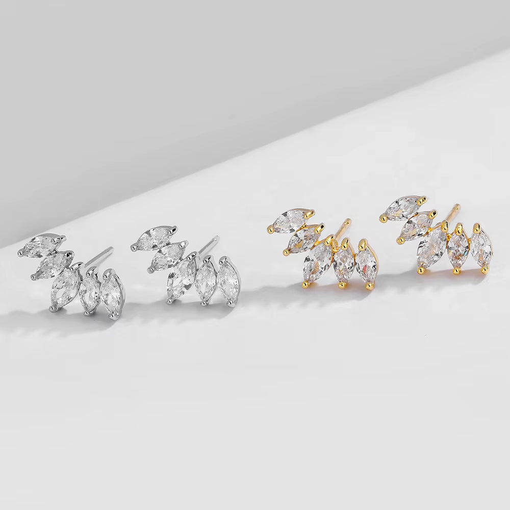 Simple Geometric Fan-Shaped Earrings Luxury Micro-Set Horse Eye Zircon Earrings