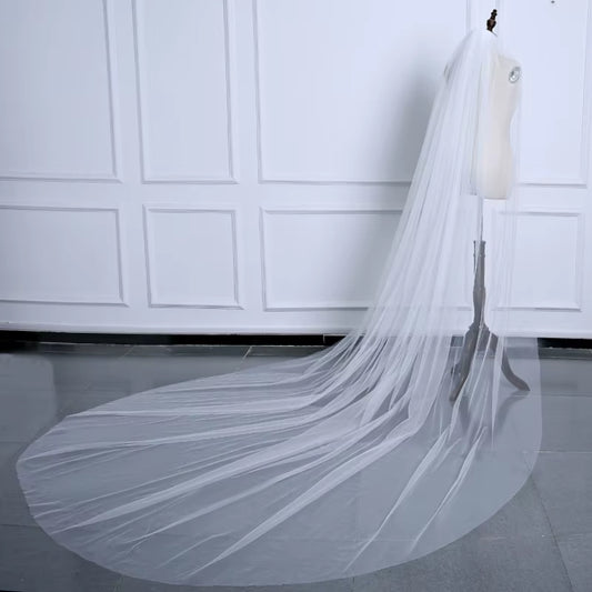 Simple Cut Edge Bride Cathedral Wedding Veil 