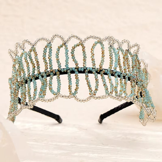 Green Rhinestone Bridal Headwear Shiny Prom Hair Accessories Fashion Wedding Headband Women Headpiece