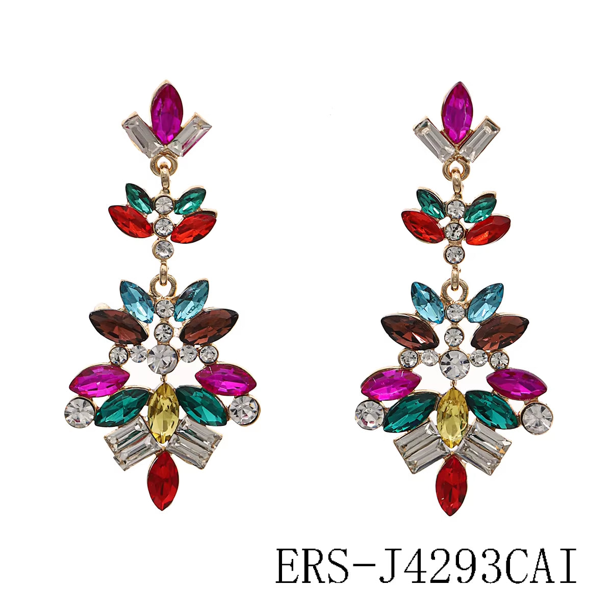 Colorful Carnival Personalized Fashion Rhinestone Wedding Earrings Jewelry for Women Brides