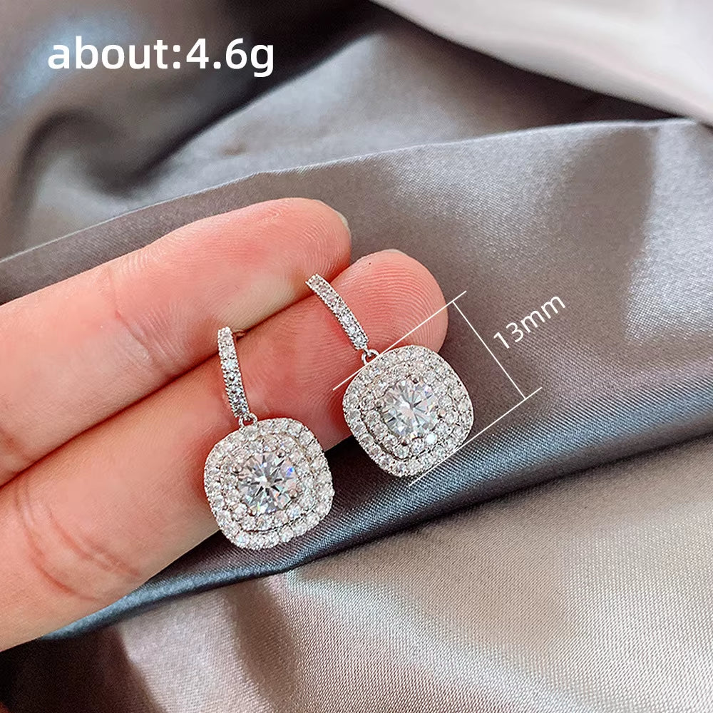 Full of Diamond Micro-Set Earrings High-Grade Sense Light Luxe Zircon Earrings Delicate Cold Air Quality Earrings Female