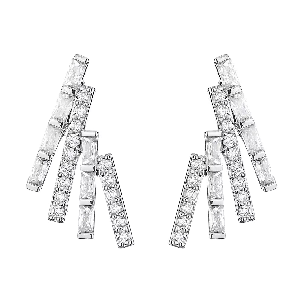 Simple Geometric Lines Earrings Female New Micro-Set Zircon Earrings Ear Accessories