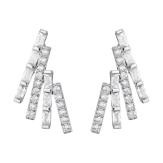 Simple Geometric Lines Earrings Female New Micro-Set Zircon Earrings Ear Accessories