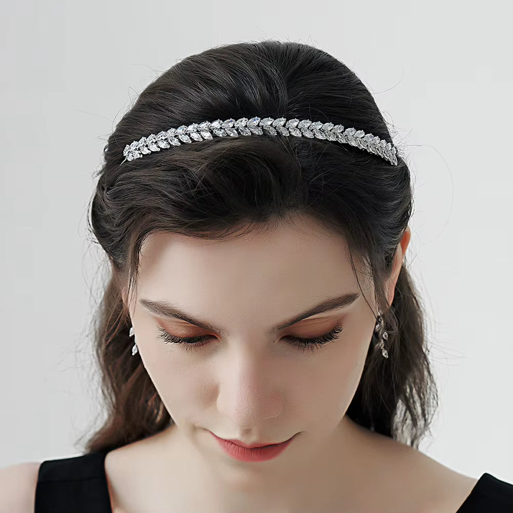 Two Rows Crystal Bridal Jewelry Headdress Zircon Headband Grand Party Wedding Dress Tiara Hair Band