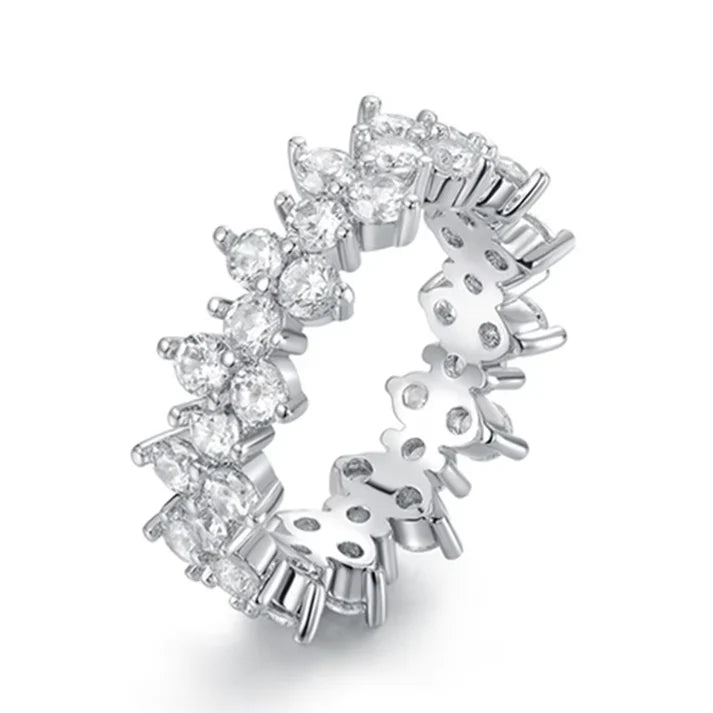 Silver Zircon Eternity Band