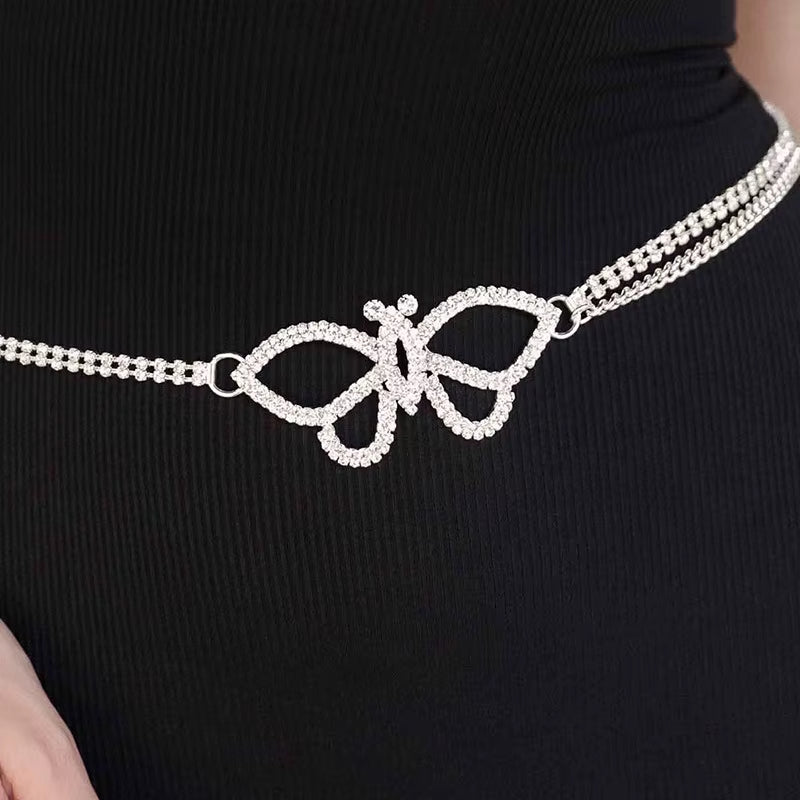 Rhinestone Butterfly Waist Chain  Belt for Women