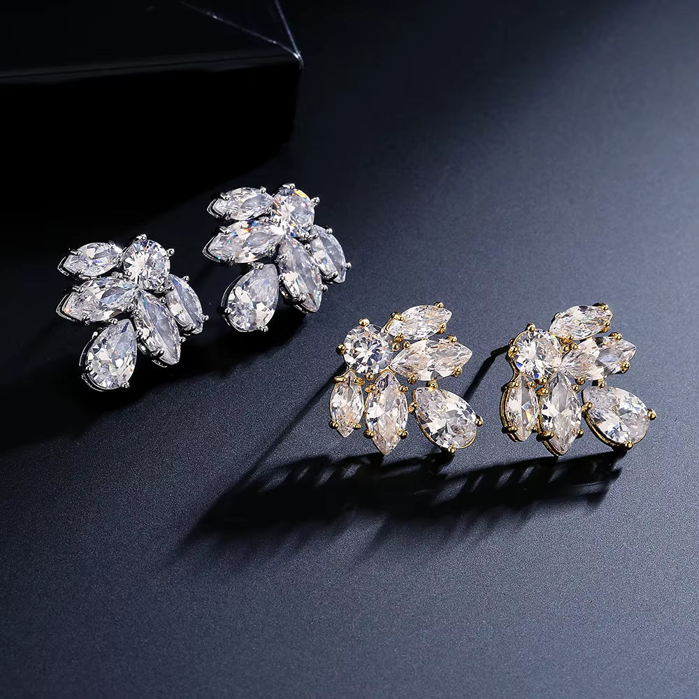 Luxury Super-Flash Horse-Eye Zircon Earrings Female Exquisite Small Personality Match Earrings