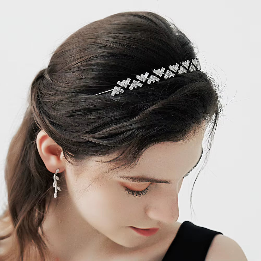 2021 Fashion Simple Women Alloy Hair Band Bridal Hair Accessories with Crystal Metal Headbands for Girls