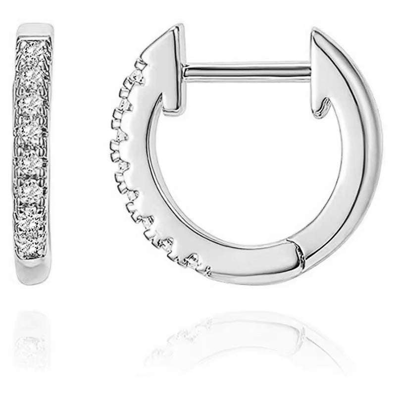 Fashion Simple Style Zirconia Earrings Huggie Hoop Earrings Ear Buckle Micro-Set Earrings