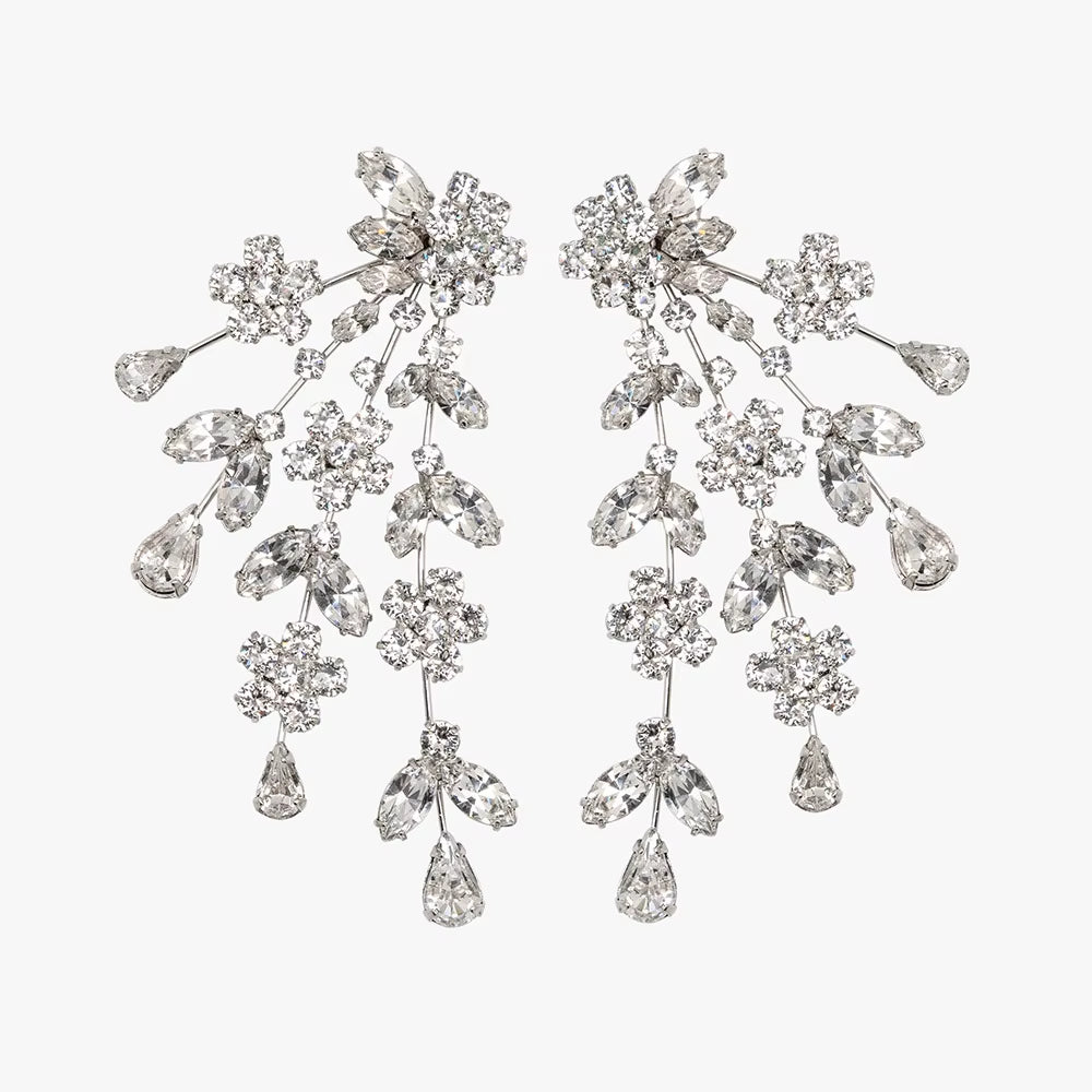 Fashion Trendy Zircon Earrings Wedding Dress Jewelry Temperament Bridal Flower Earrings Accessories