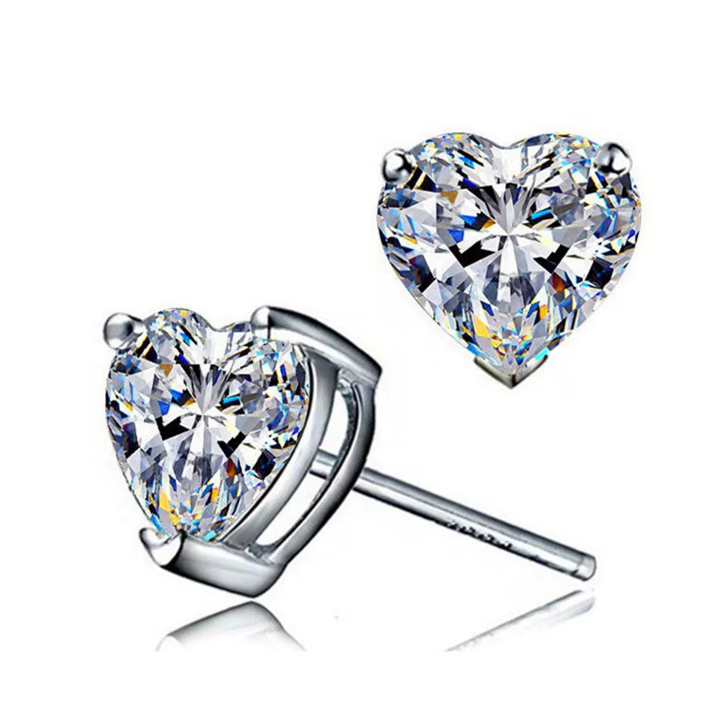 Super Shiny Zirconia Stud Drop Earrings Women'S Jewelry Heart Star Shape Earrings Girls Accessories