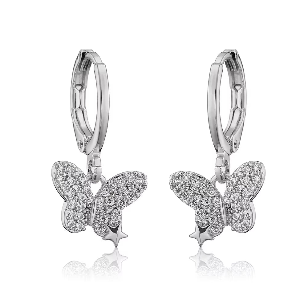 New Tide Exquisite Small Earrings Creative Design Full Set Zircon Butterfly Earrings Women Jewelry