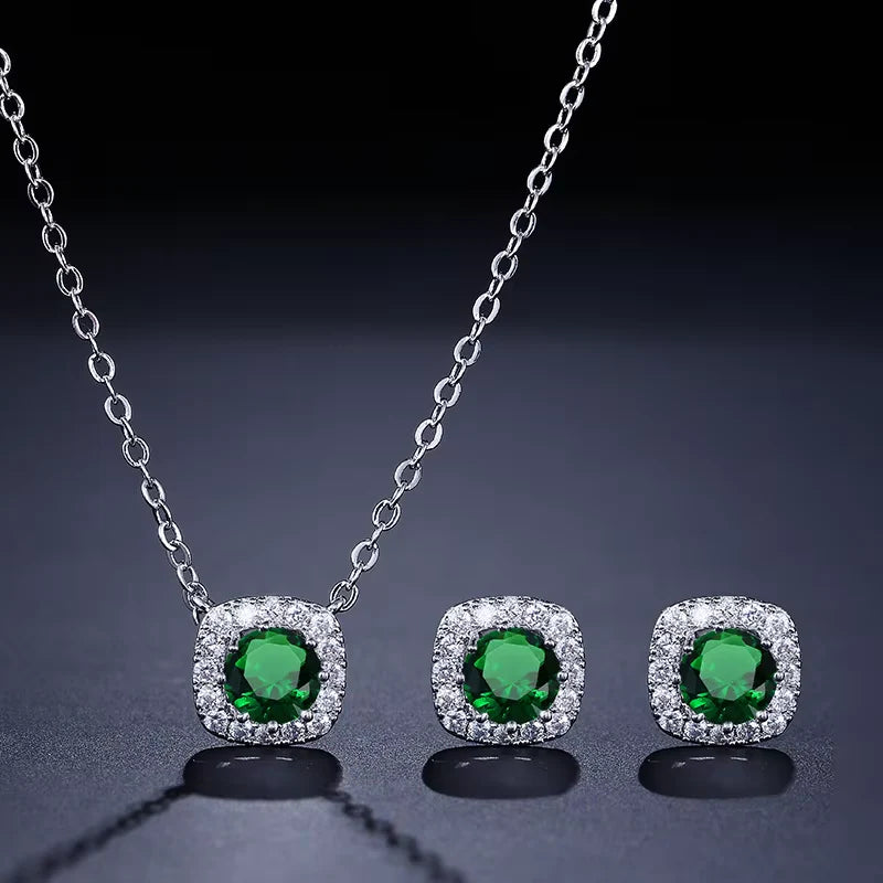 Elegant Square Zircon Jewelry Set – Necklace & Earrings