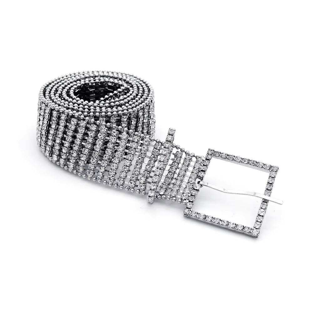 Rhinestone Square Buckle Belt 