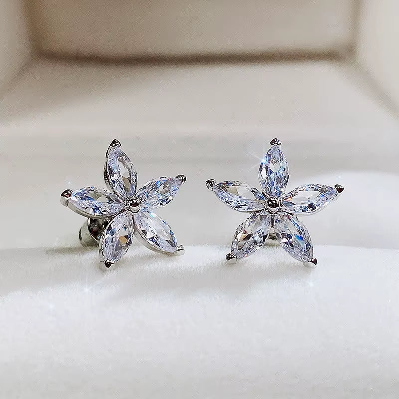 Super Shiny Zirconia Stud Drop Earrings Women'S Jewelry Heart Star Shape Earrings Girls Accessories