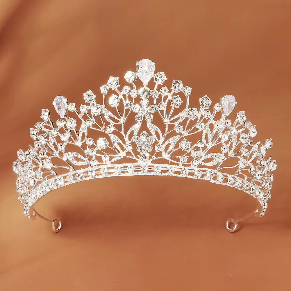 Silver Big Rhinestone Party Wedding Hair Jewelry Accessories Birthday Tiaras Crown Women Coronet