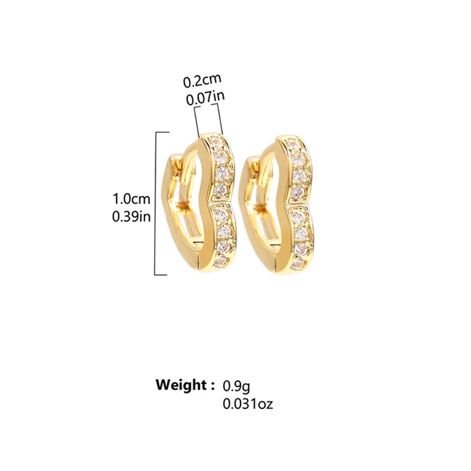 Simple Metal High Quality Heart Love Earrings Micro-Set Zircon Classic Girls Earrings