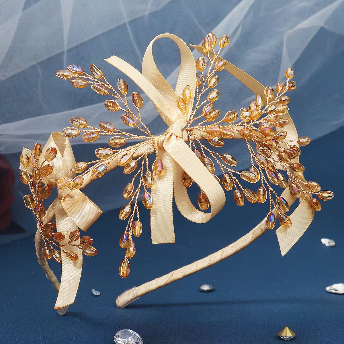 American Style Gold Handmade Crystal Lovely Headband Fashion Girls Headpieces Hair Accessories Wholesale Hairband Headwear