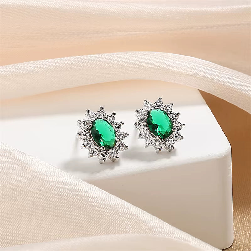 Oval White Stone Earrings Wholesale Female Niche Light Luxury High-Grade Exquisite Earrings