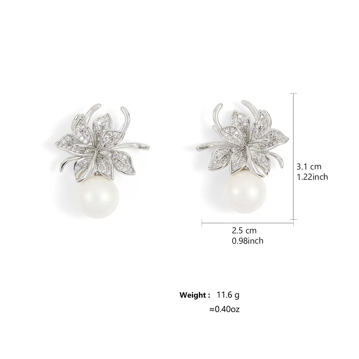 Vintage Elegance Earrings Women'S Superior Sense Zircon Inlaid Flower Pearl Earrings