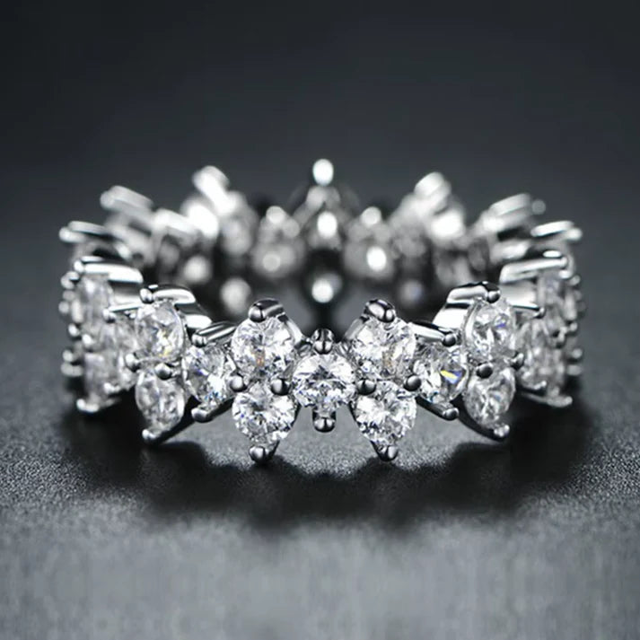 Silver Zircon Eternity Band