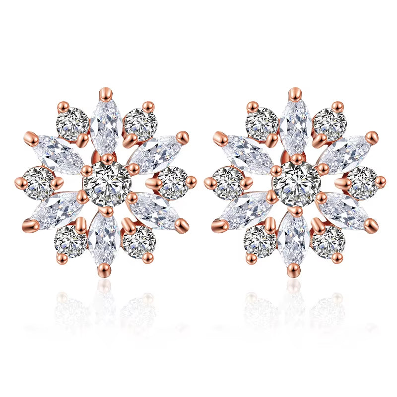 Trend Pendientes Jewelry Zircon Engagement Earrings Delicate Flower Hoop Earrings Multi Colour Earrings