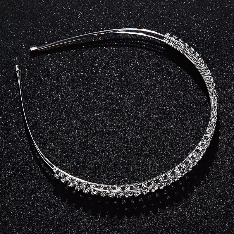 Three Rows Rhinestone Headband for Party Elegant Headpiece Hair Accessories Manufacturers China