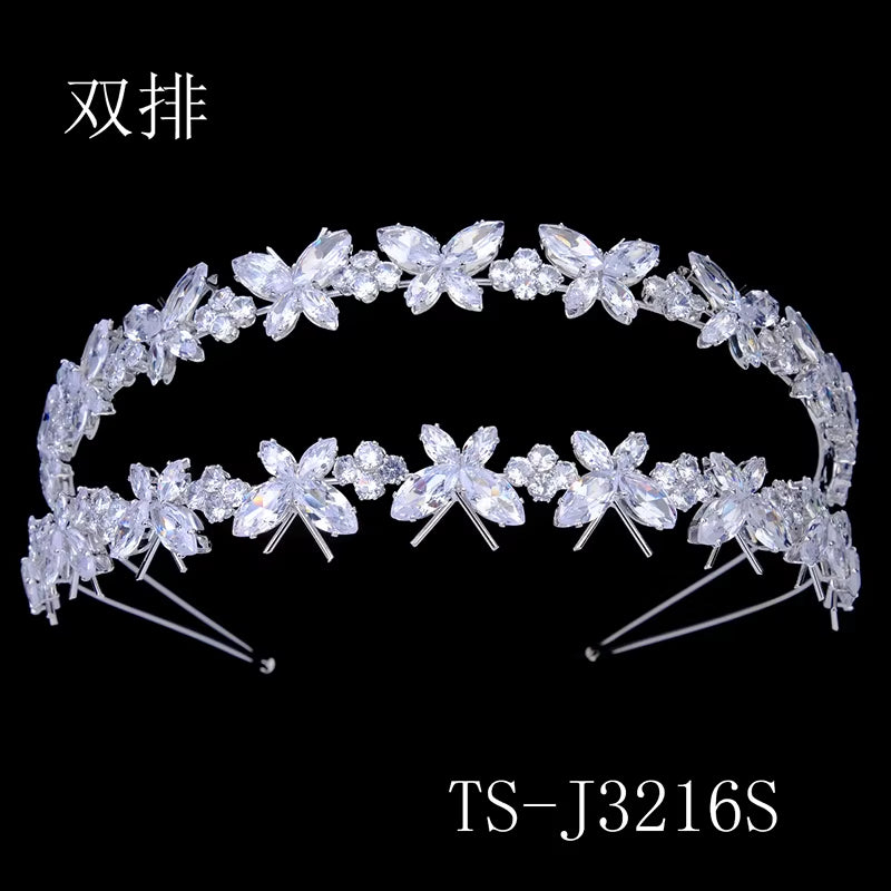 Fashion Butterfly Design Triple Layer Bridal Hair Accessories Bridal Headpiece Princess Pageant Zircon Hairband for Women