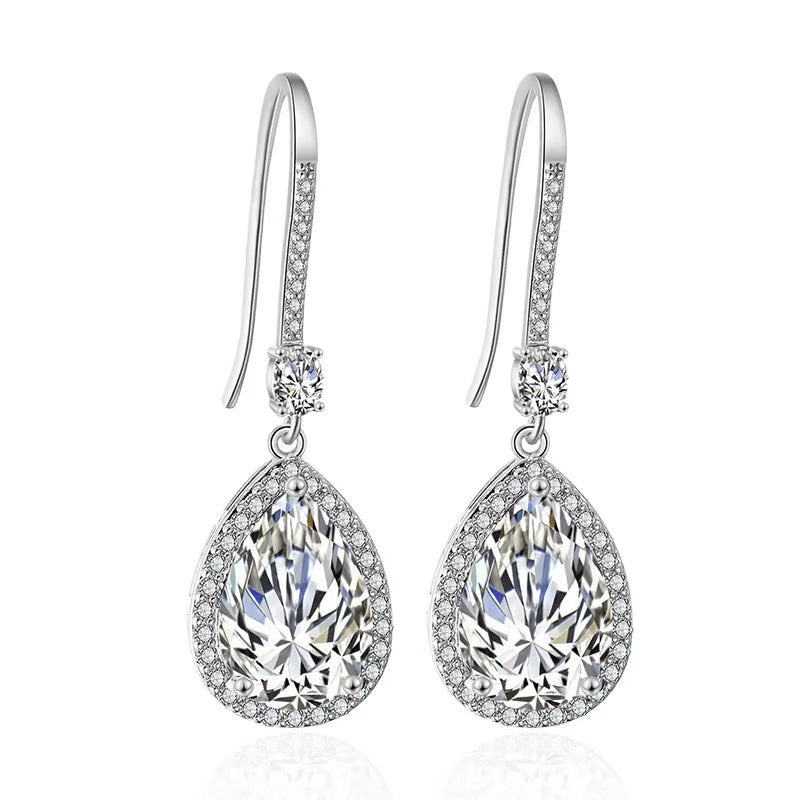 Temperament Light Luxury Classic Retro Long Drop Earrings Female Inlaid Zircon Bride Wedding Earrings