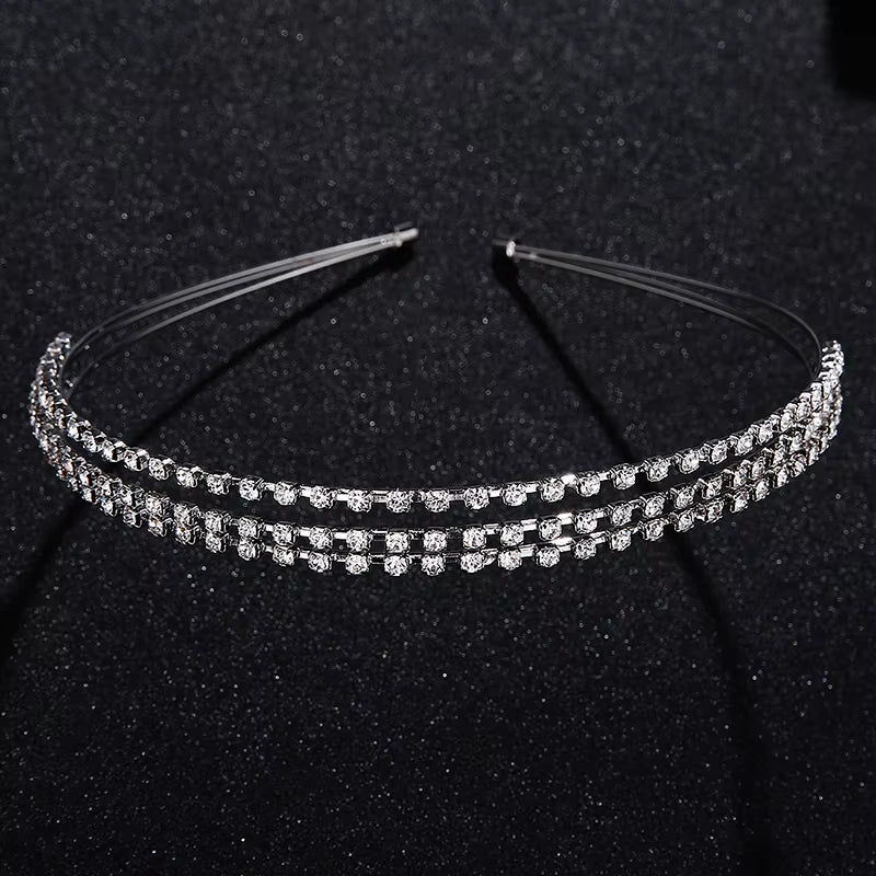 Three Rows Rhinestone Headband for Party Elegant Headpiece Hair Accessories Manufacturers China