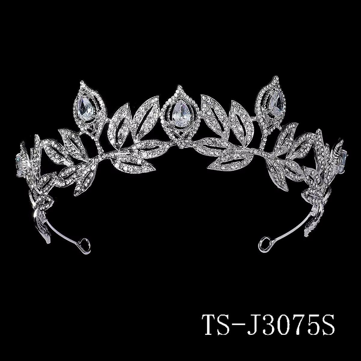 Classic Rhinestone Leaf Alloy Crown Wedding Headdress for Bride Bridal Accessories Tiara