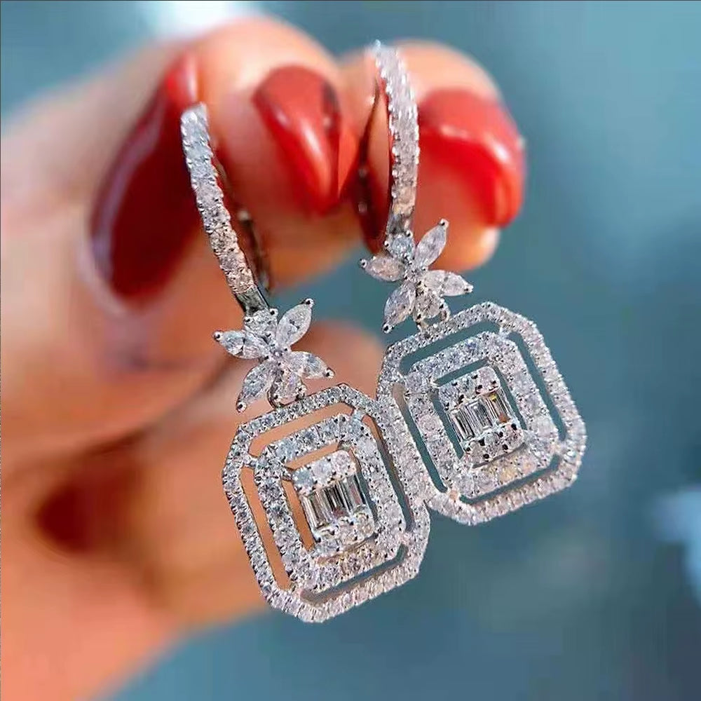 Designer Women'S Long Earrings Full of Diamond Micro-Inlaid Zircon Super Fairy Bow Earrings Girl