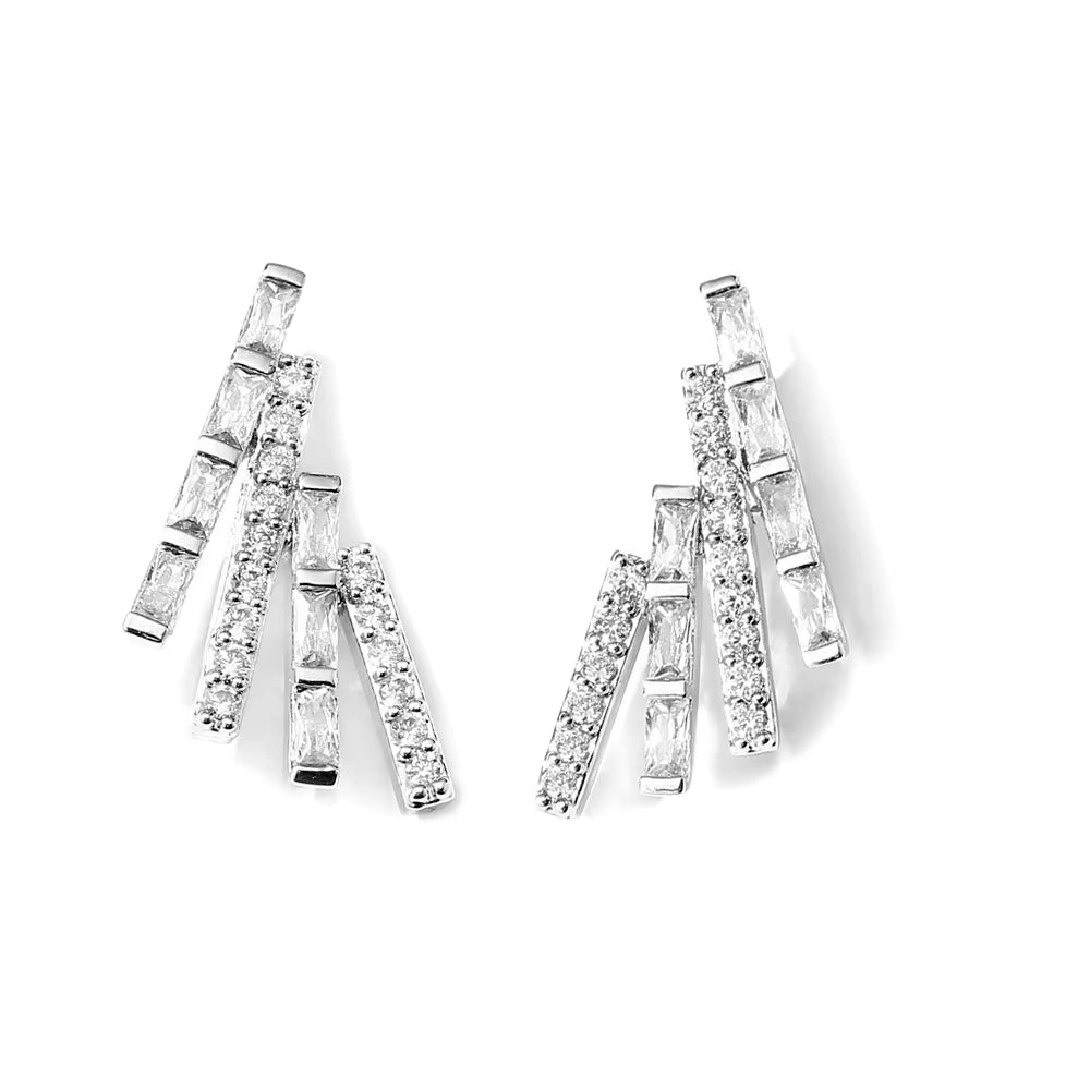 Simple Geometric Lines Earrings Female New Micro-Set Zircon Earrings Ear Accessories