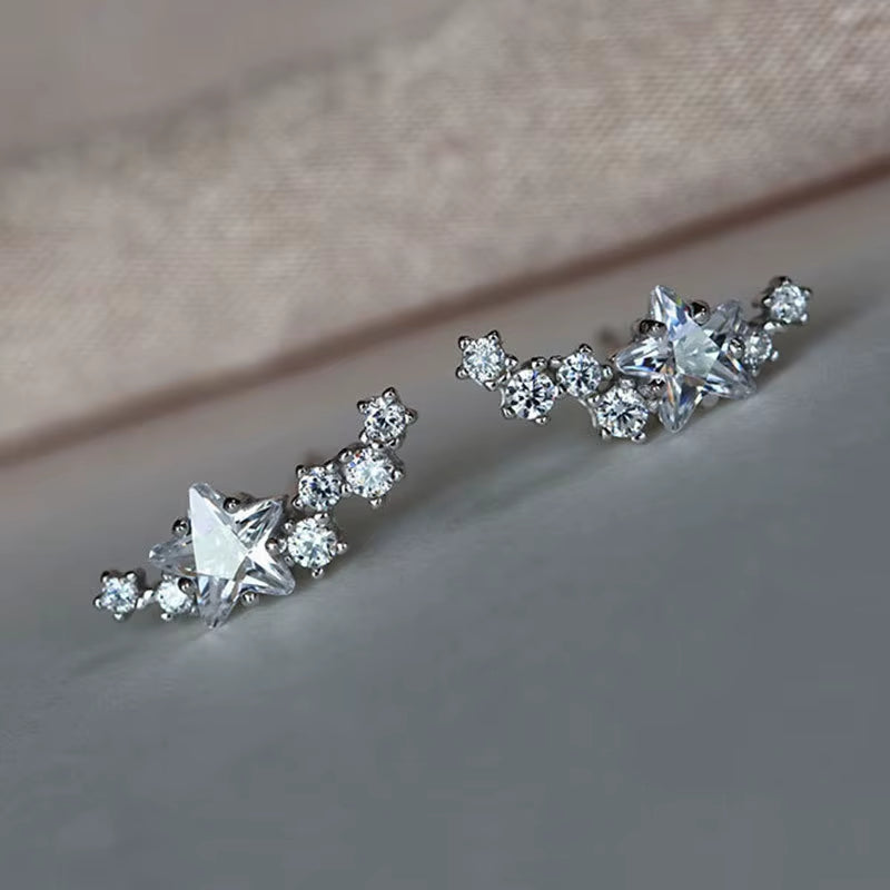 Super Shiny Zirconia Stud Drop Earrings Women'S Jewelry Heart Star Shape Earrings Girls Accessories