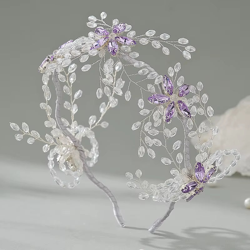 Custom Handmade Headpiece Luxury Crystal Beaded Headband Party Girls Wedding Bride Tiaras for Bridal Hairband for Party