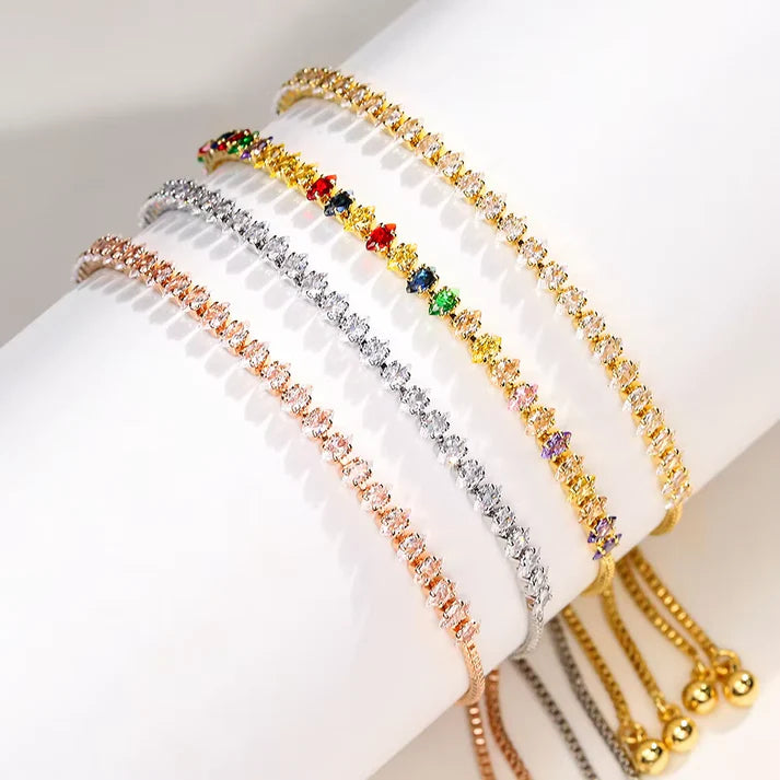 Colorful Zircon Slim Bracelet - Designer Party Elegance