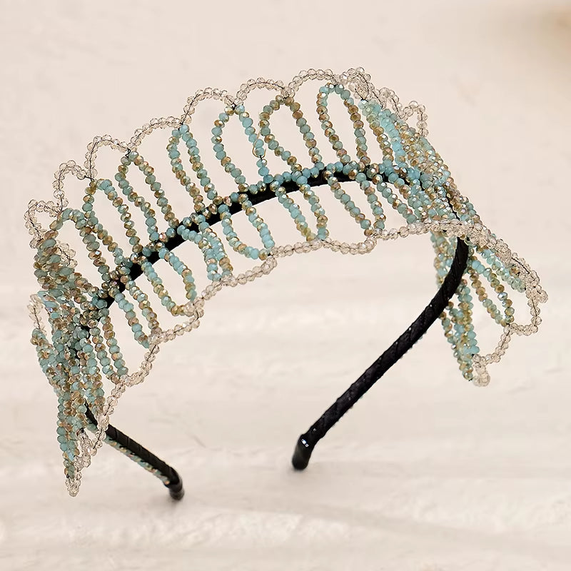 Green Rhinestone Bridal Headwear Shiny Prom Hair Accessories Fashion Wedding Headband Women Headpiece