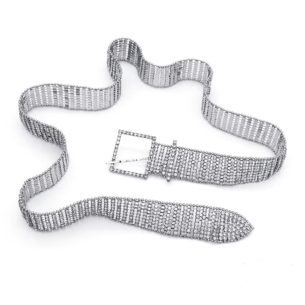 Rhinestone Square Buckle Belt 