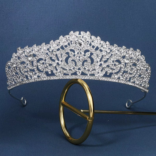 Drop Shipping Silver Wedding Bride Rhinestone Crystal Tiaras Crown for Queens Corona Hair Jewelry