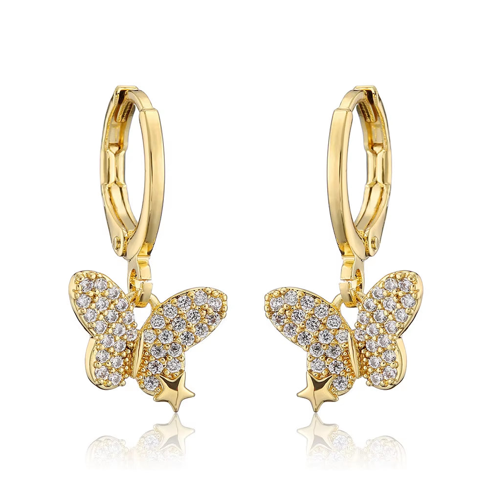 New Tide Exquisite Small Earrings Creative Design Full Set Zircon Butterfly Earrings Women Jewelry