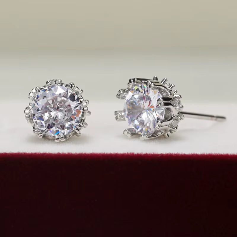 Round Zircon Earrings Snowflake Flower Stud Earrings Best Selling Earrings Jewelry