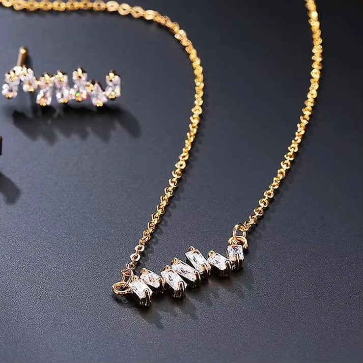 Two-Piece Irregular Zircon Jewelry Set – Simple Necklace & Earrings