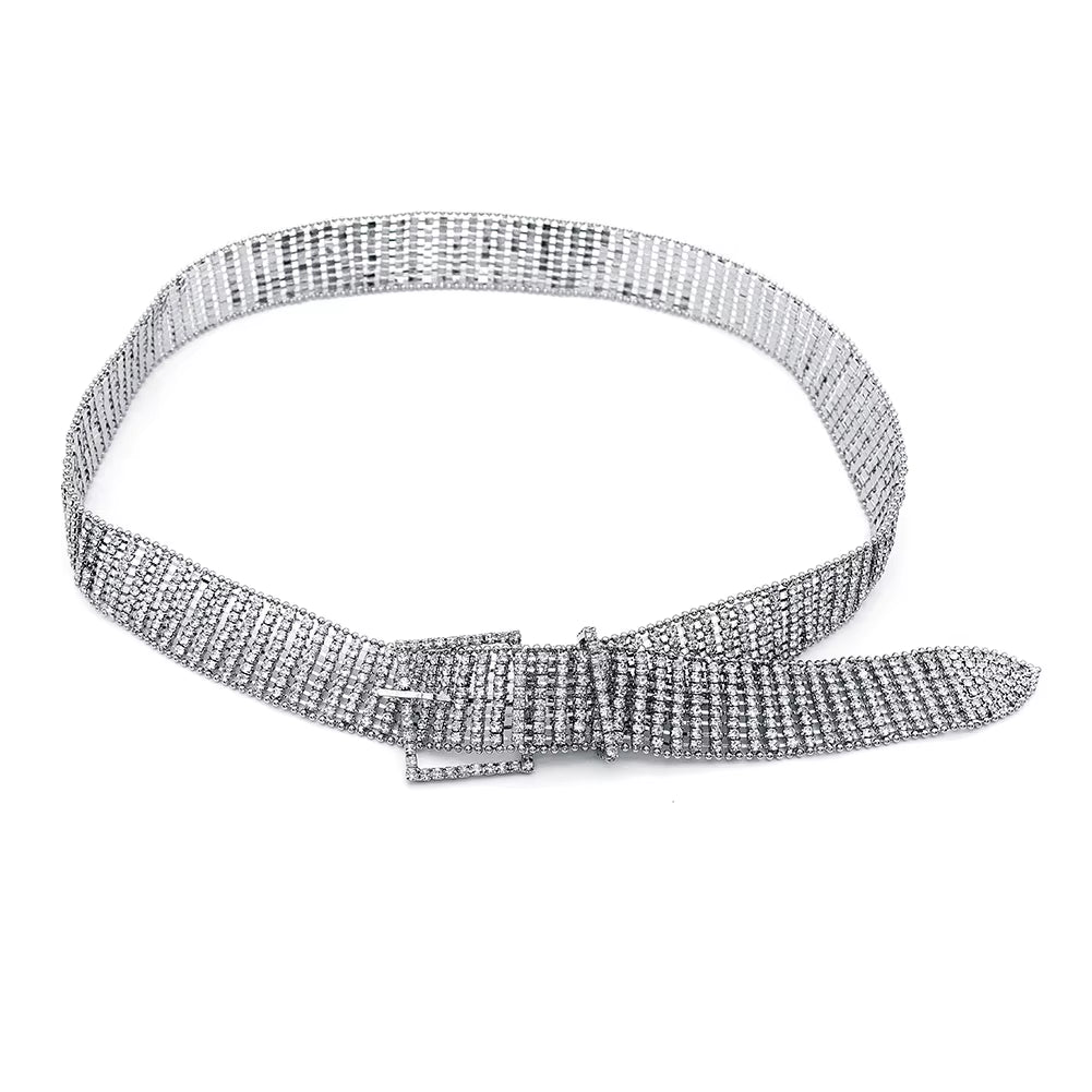 Rhinestone Square Buckle Belt 