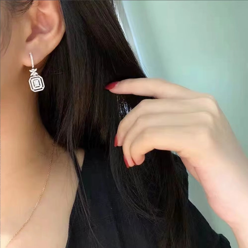 Designer Women'S Long Earrings Full of Diamond Micro-Inlaid Zircon Super Fairy Bow Earrings Girl