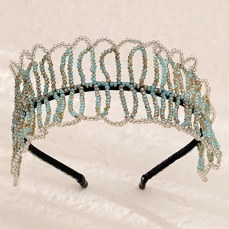 Green Rhinestone Bridal Headwear Shiny Prom Hair Accessories Fashion Wedding Headband Women Headpiece