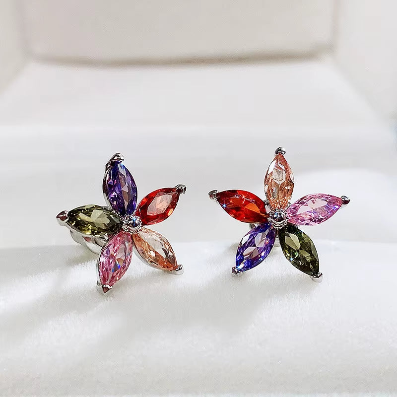 Super Shiny Zirconia Stud Drop Earrings Women'S Jewelry Heart Star Shape Earrings Girls Accessories