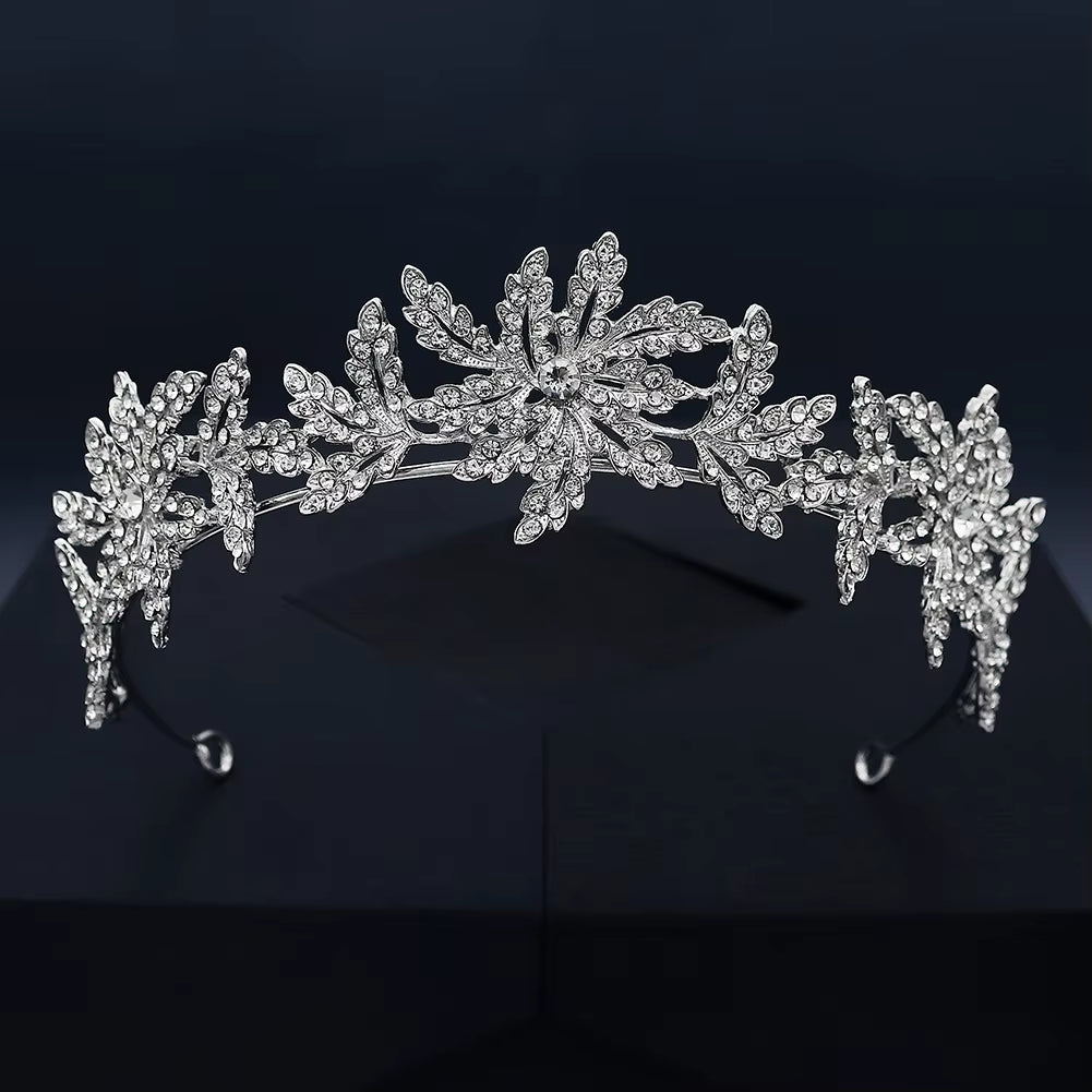 USA Queen Pageant Crown Flower Rhinestone Tiara Halloween Cosplay Designer Wedding Party Hair Accessories