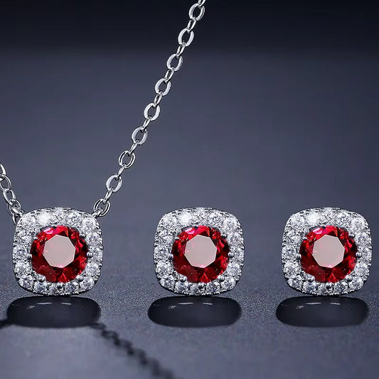 Elegant Square Zircon Jewelry Set – Necklace & Earrings