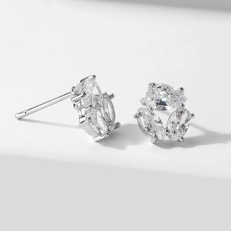 New Zircon Simple Fashion Earrings Bridal Europe and the United States Exaggerated Earrings